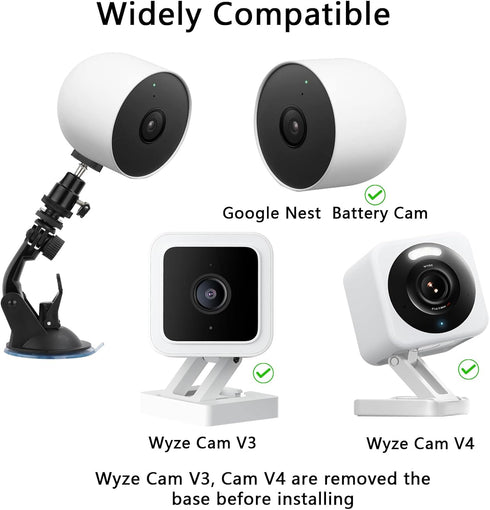 Camera Suction Cup Mount Compatible with Wyze Cam V4, Wyze Cam V3, Google Nest Cam (Battery), Security Camera Suction Mount, Camera Window Mount, ...