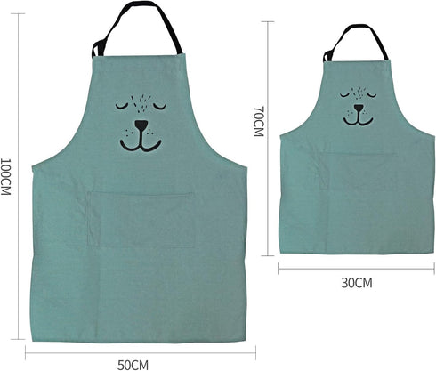 YOLOPARK Lovely Parent and Child Apron, Comfortable Simple Apron with Pocket for Painting Cooking Artist Chef, Pack of 2...