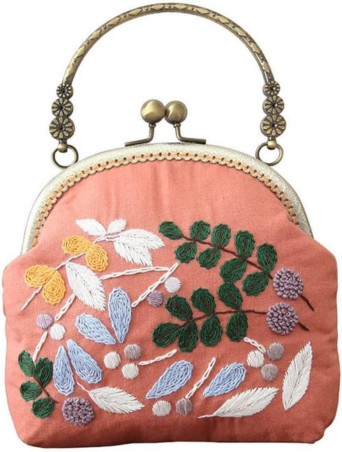 Gogobear Handmade DIY Embroidered Purse for Women Girls Beginners Embroidery Coin Purse Kits Pink Fruits...