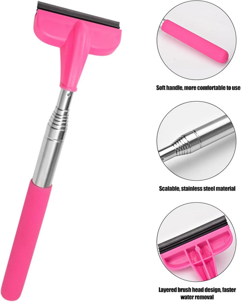 Car Window Mini Squeegee, Portable Tiny Car Side Mirror Squeegee Retractable Car Windshield Wiper to 39.5 in Windshield Squeegee for Car Windows U...