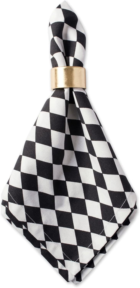 DII Halloween Tabletop, Harlequin Collection, Napkin Set, Black and Cream 6 Piece...
