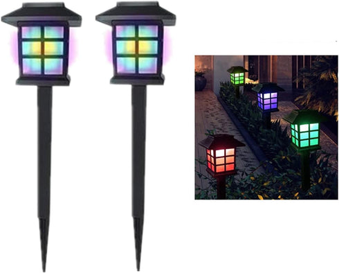 Outdoor Solar Pathway Lights Waterproof 2-Packs Outside LED Decorative Lights Landscape Lighting for Yard Patio Driveway Garden (RGB)...