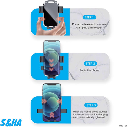 S&HA. 2024 Universal Cell Phone Holder Mount for car with 360° Rotatable Head for iPhone 15/14/13, Samsung Phone. LG, HTC, Motorola, BlackBerry, N...