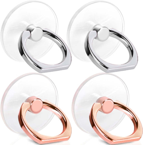 Cell phone ring Holder, Transparent 360°Rotation Finger Ring for Phone, Clear Finger Kickstand Compatible with Most of Phones, Tablet and Case, (2...