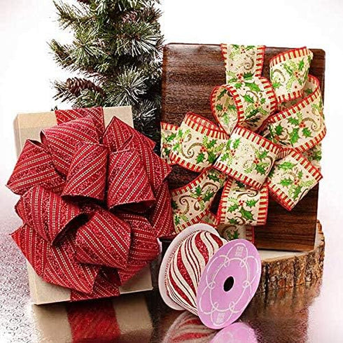 2 1/2" X 10 Yards Christmas Music Natural Wired Ribbon...