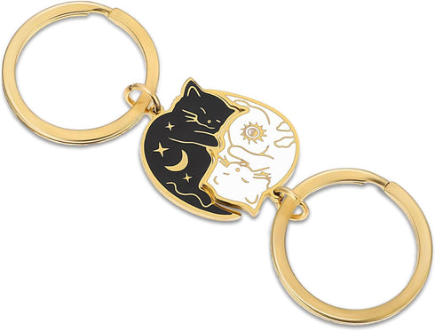 2PCS Cute Cat Keychain, Couples Matching Gifts BFF Frindship Gifts Keyring Boyfriend Girlfriend Anniversary...