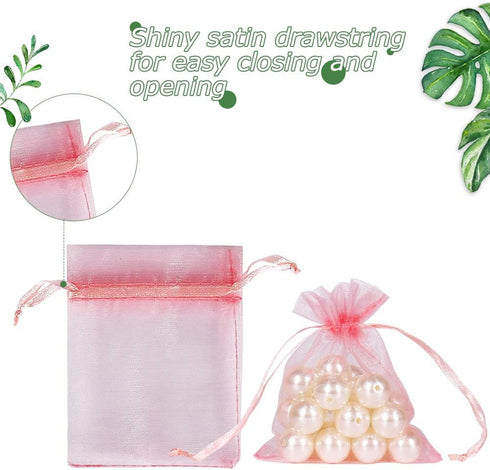 HRX Package Blush Pink Organza Bags 3x4 inch 100pcs, Mesh Gift Bags Jewelry Pouches Drawstring Empty Sachet for Shower Party Favor Present Giveawa...