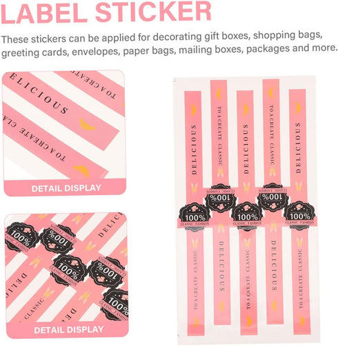 Self Adhesive Paper Sealing Stickers - 100pcs Seal Labels for Packaging - Pastry Seal Strip for Handmade Craft Art - Food Retail Package Sticker f...