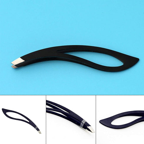 1Pc Black Tweezers, Curve Stainless Steel Hollowed Leaf Eyebrow Tweezer Women Hair Remove Clip Tool - A, (1220459-Gaweb1) Small in Size,Use Safety...