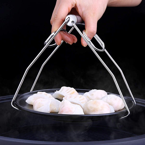 Folding Hot Dish Plate Clip Plate Stainless Steel Bowl Clip hot plate gripper clips holder Bowls Clamp Holder Tong for Kitchen Home Restaurant Coo...
