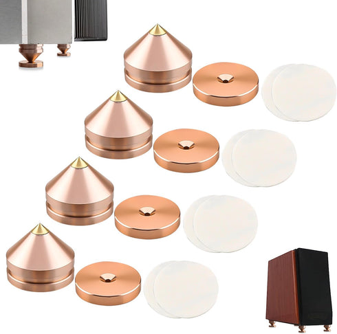 4Pcs Speaker Spikes Stands HiFi Speaker Isolation Stand Cone Shockproof Base Pad Speaker Feet with Non-Slip Rubber Rings for Audio,Speakers,Subwoo...