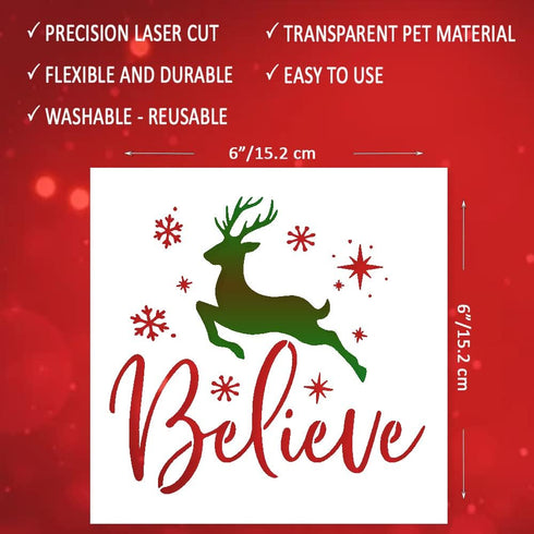 Set of 9 Christmas Stencils for Painting on Wood – Art Stencils for Drawing, Signs, Wall Art, Canvas, Fabric - Stencils for Crafts Reusable - incl...