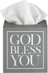 Creative Brands Faithworks - God Bless You Wooden Tissue Box Cover, Small, Grey...