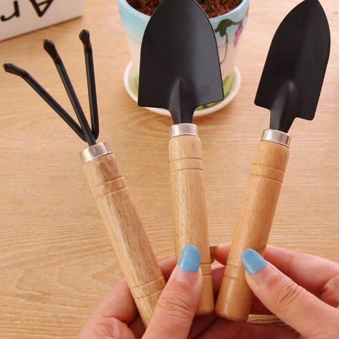 Mini Garden Shovel Weeding Household Flower Shovel Pot Plant Bonsai Tool Wooden Handle Gardening Potting Tool Handle Rake Gardening Shovel...