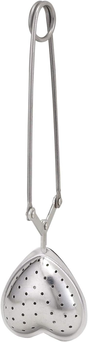 HIC Long Handled Snap Tea Infuser, Heart, 18/8 Stainless Steel Mesh, 1.75-Inch...
