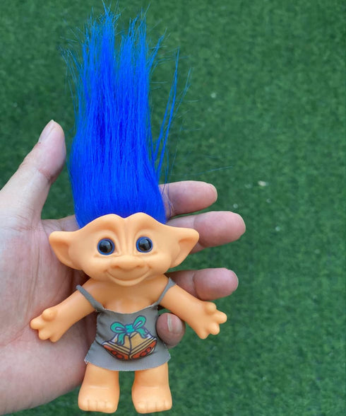 Good Luck Troll doll 7"(include hairs) tall Toy Action Figure troll for School Project?Arts Crafts?Party Favors (13-blue)...