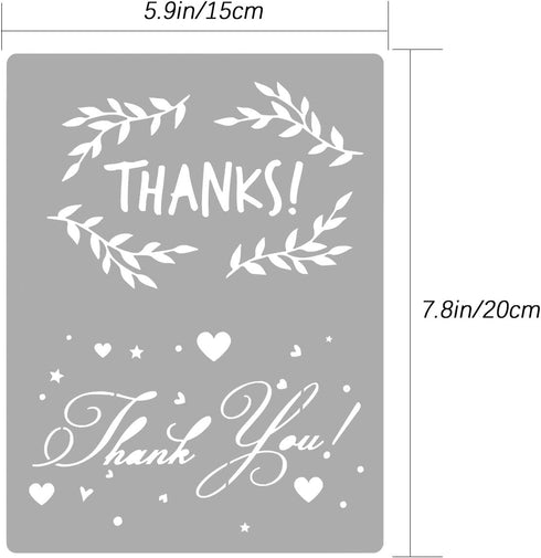 AIEX 4Pcs Plastic Stencils Journal Stencils Template for Drawing Painting on Wood Furniture Paper Window Wall, Including 2Pcs Thank You Stencils a...