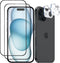 2 Pack iPhone 15 Screen Protector + 2 Pack Camera Lens Protector,Hd Ceramic Matte Glass Film,Sensitive & Smooth Touch,Bubble-Free Installation,Cas...