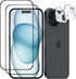 2 Pack iPhone 15 Screen Protector + 2 Pack Camera Lens Protector,Hd Ceramic Matte Glass Film,Sensitive & Smooth Touch,Bubble-Free Installation,Cas...