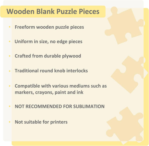 100 Blank Wooden Puzzle Pieces, Unfinished Freeform Jigsaw Puzzle Pieces for Crafts & DIY, Each Piece is 1.8x1.3 Inches to Draw on, Natural Wood P...