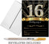 25 Sweet Sixteen Black Double-sided 5x7 Party Invitations Kit with Gold Metallic Pen and Envelopes...