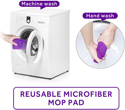 16.5 inch Microfiber Replacement Mop Pads Reusable - 3 Pack Flat Replacement Heads for Wet Or Dry Floor Cleaning Purple¡...