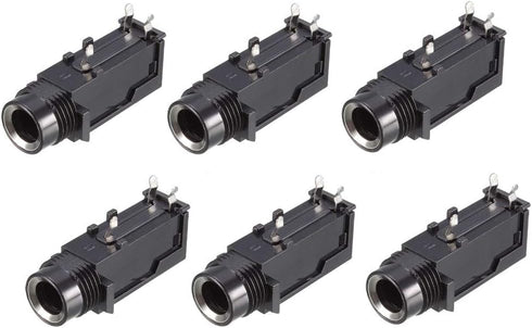 uxcell PCB Mount 6.35mm 3 Pin Socket Headphone Stereo Jack Audio Video Connector Black 6Pcs...