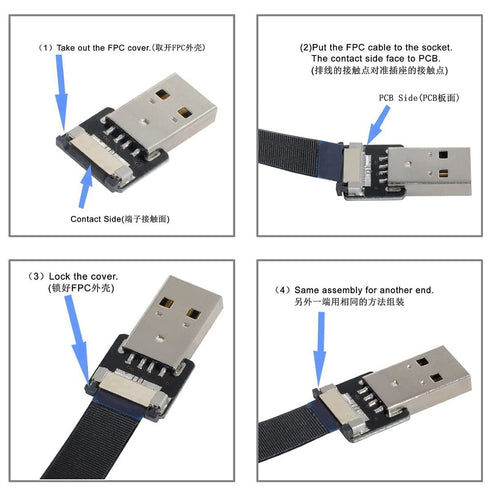 chenyang USB 2.0 Flat Cable USB 2.0 Male to Female 90 Degree UP Angled Data Transfer Charging Ribbon Flex Extension Cable Adapter 1.0M...