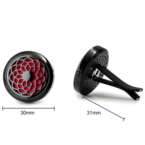 2PCS 30mm Car Aromatherapy Essential Oil Diffuser Stainless Steel Black Locket with Vent Clip 12 Felt Pads...