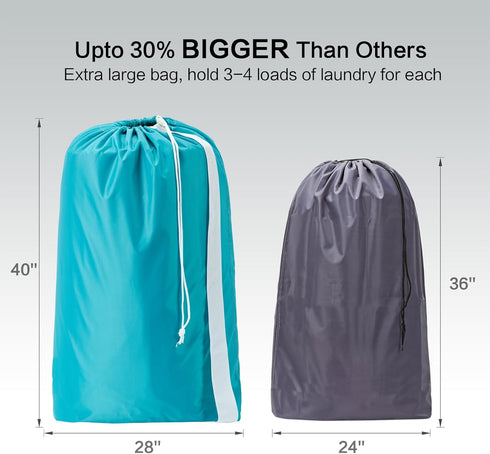 HOMEST 2 Pack XL Nylon Laundry Bag with Strap, Large Dirty Clothes Organizer, Easy Fit a Laundry Hamper or Basket, Can Carry Up to 4 Loads of Laun...