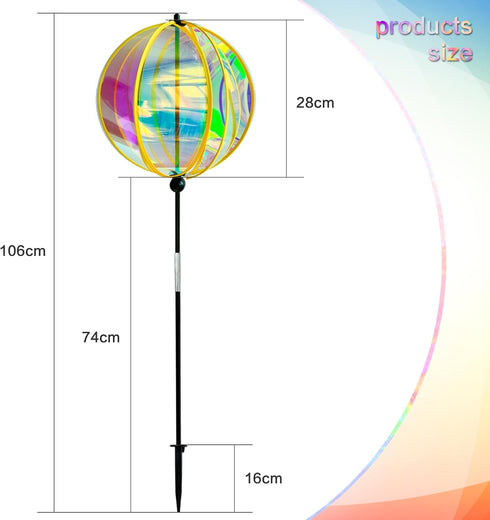FONMY 360° Outdoor Gazing ball Wind Spinner 3D Wind Sculpture with Stake Reflective Rainbow Maker Worth Gift for Christmas Indoor/Outdoor Garden D...