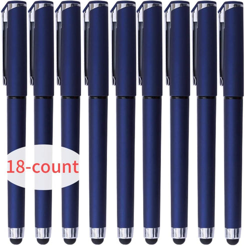 Lin.Pen 1.0mm Black Gel Pens, 2-in-1 stylus gel pen, Gel Ink Rollerball Pens for Office, Black gel ink(18 Pack-blue), Dark blue......