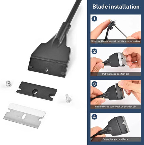 Fish Tank Scraper Cleaner for Glass Aquariums, 21" Handheld Scraper Cleaning Razor with 5 Stainless Steel Blades for Fish Reef Plant Glass Tank...