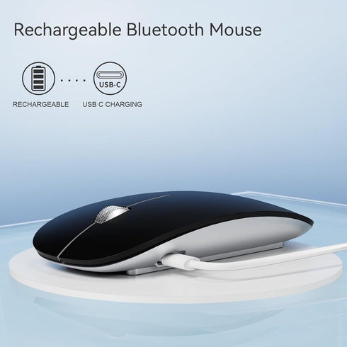 TENMOS M18 Bluetooth Mouse, USB C Rechargeable Wireless Mouse, Triple Mode (Dual Bluetooth+USB) Computer Silent Mice Portable with USB Receiver Ty...
