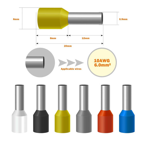 1000pcs AWG10 Terminal Connector Wire Insulated Cord Pin Ends Terminals for Electric, Industrial, Chemical Industry, Power Control System, etc. (1...