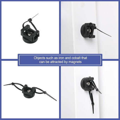 Yookeer 15 Pieces Magnetic Cable Clips Zip Tie Mount Base Black Magnetic Wire Holder Multipurpose Cable Ties Mount Wire Clips Management Base Elec...
