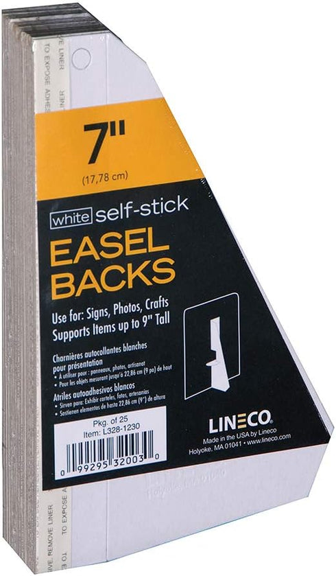 Lineco Single Wing Self-Adhesive Easel Back, Archival Acid-Free, 7 Inches, Display Signs Pictures Brochures Posters Frames Artwork Crafts (Pack of...