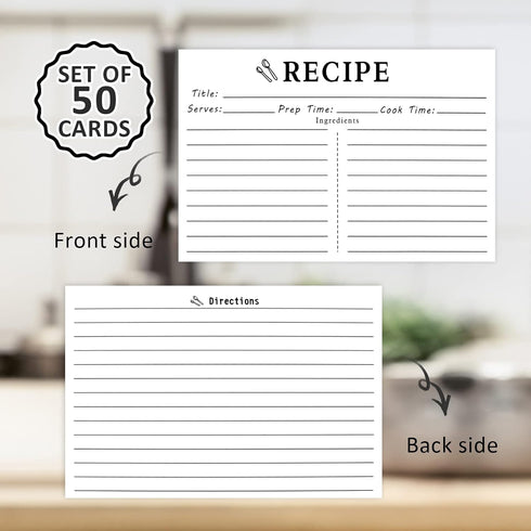 46 Count Recipe Cards, Recipe Cards 5x7 White, 5x7 Recipe Cards Double Sided, Blank Recipe Cards for Bridal Shower and Wedding...