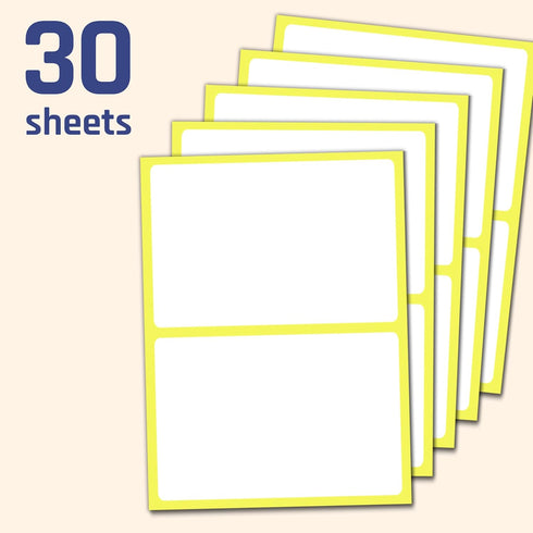60 Pack, Large Labels for Storage Bins, Organizing - White, 6" x 4"...