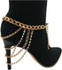 Women Western Fashion Anklet Boot Chain Bracelet Gold Metal Shoe Back Side Wave Multi Strand Charm...
