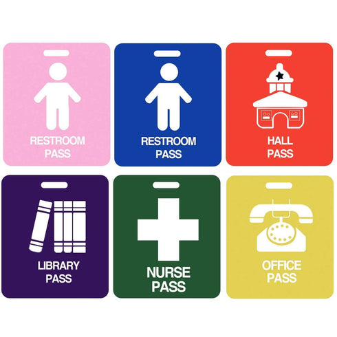 Unbreakable PVC Hall Pass Lanyards,Mlife School Passes Set for Teachers 12 Pack Hall, Bathroom, Library, Office and Nurse Classroom School Supplie...