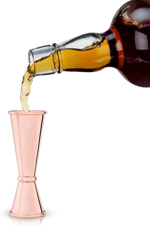 Viski Japanese Style Double Jigger for Cocktails, Bar Kit Essential, 1oz and 2oz with Interior Measurements, Rose Copper...