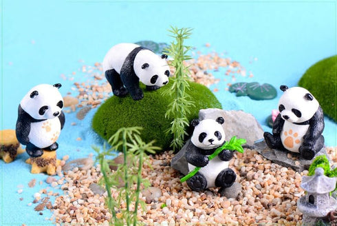 Panda Figurine Set of 8 - Chinese National Treasure Sculptures - Miniature Adorable Panda Family Statues - Perfect for Garden, Backyard, Terrace, ...