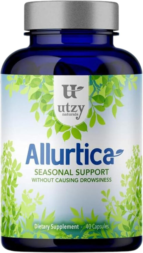 Allurtica | Sinus & Respiratory Support Supplement with Quercetin and Stinging Nettle | Seasonal Support for Adults & Kids | Non Drowsy | 40 Capsu...