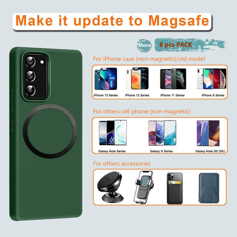 Metal Sticker 360, 8 Pack Magnetic Ring for Upgrade Phone, Case, Accessories, iPad and Kindle, Universal Wireless Charging Conversion Kit for Cell...