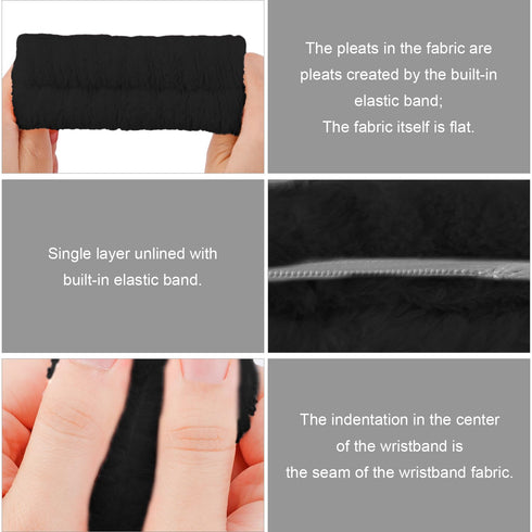 TOBATOBA Skincare Headband, Spa Headband and Wristband Set, Makeup Headband Face Wash Headband, Black Puffy Skin Care Headband Set with Hair Clip,...