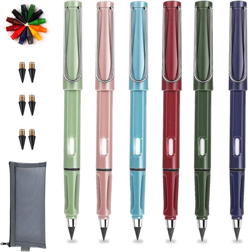 Vanleonet 6 Sets Forever Pencils with Erase, Inkless Magic Pencil, Infinity Reusable Pencil,Pencil That Never Everlasting Pencil, Endless Pencil w...