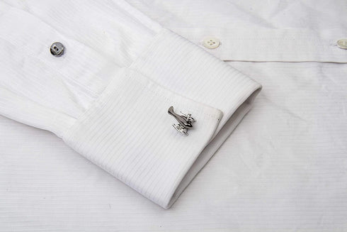 Helicopter Cufflinks for Men (Gun Metal & Silver)...