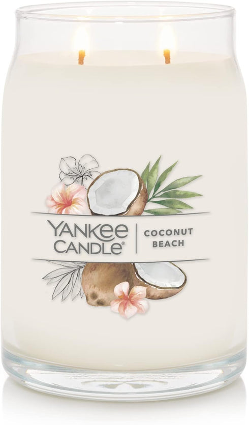 Yankee Candle Coconut Beach Scented, Signature 20oz Large Jar 2-Wick Candle, Over 60 Hours of Burn Time...
