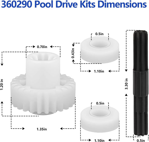 360290 Right Drive Kit Pool Cleaner Replacement Parts Bearings for Pentair Kreepy Krauly Rebel & Kreepy Krauly Warrior Pool Automatic Suction Clea...